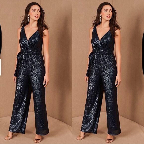 NWT NEW Sachin + Babi Blue Sequin Somers Jumpsuit - Picture 2 of 7